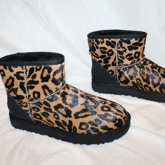 NIB UGG MINI CALF HAIR PANTHER FUR ANKLE BOOTS BUTTERSCOTCH BLACK CHESTNUT - Picture 7 of 8